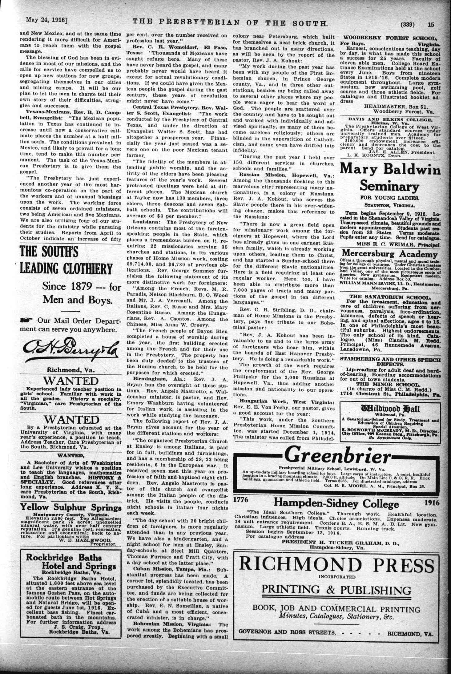 Report on Italian work By J.A. Bryan